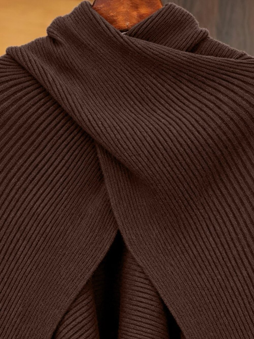 Brown Casual Women's knit sweater top - Picture 4 of 7